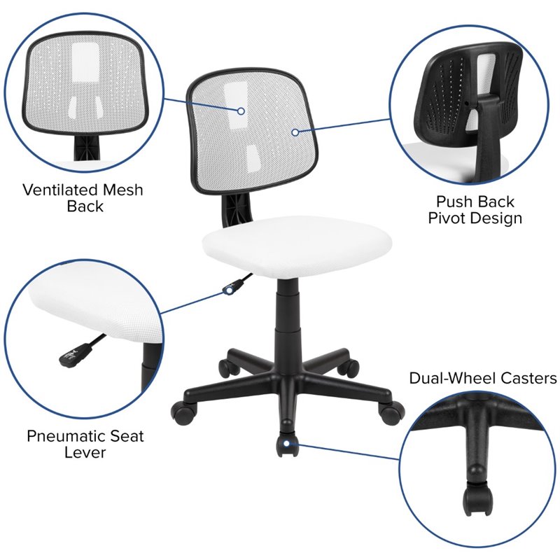 Flash Furniture Fundamentals Pivot Mesh Back Office Swivel Chair in White