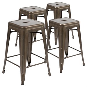 flash furniture industrial metal bar stool in gun metal (set of 4)