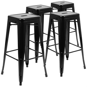 flash furniture industrial metal bar stool in black (set of 4)