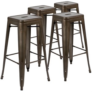 Flash Furniture 30&quot Industrial Metal Bar Stool in Gun Metal (Set of 4)