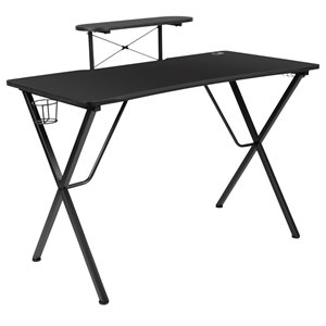 flash furniture platform gaming desk with cup holder in black