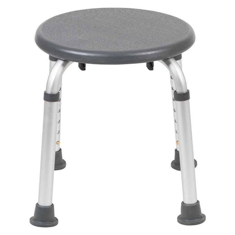 Flash Furniture Hercules Plastic Bath and Shower Stool in Gray