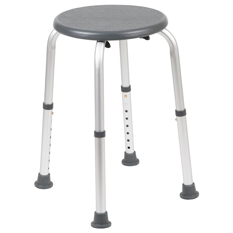 Flash Furniture Hercules Plastic Bath and Shower Stool in Gray