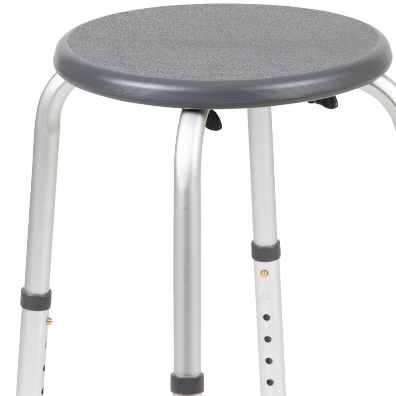 Flash Furniture Hercules Plastic Bath and Shower Stool in Gray