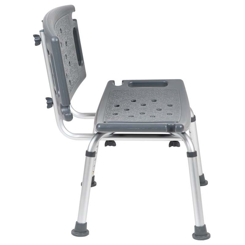 Flash Furniture Hercules Plastic Bath and Shower Chair in Gray