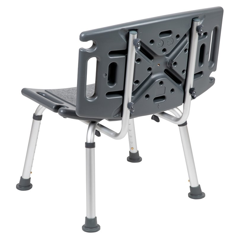 Flash Furniture Hercules Plastic Bath and Shower Chair in Gray