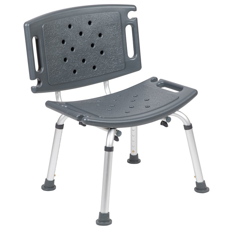 Flash Furniture Hercules Plastic Bath and Shower Chair in Gray