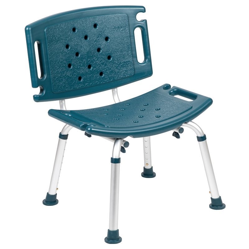 Flash Furniture Hercules Plastic Bath and Shower Chair in Navy