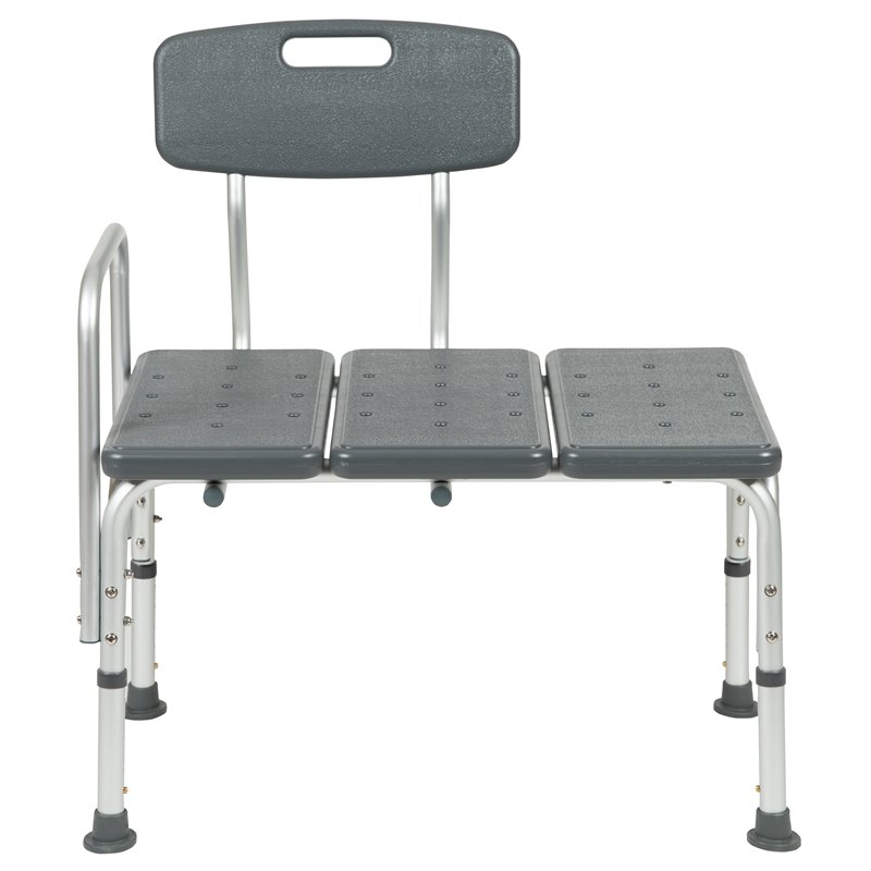 Flash Furniture Hercules Plastic Bath Transfer Bench in Gray