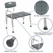 Flash Furniture Hercules Plastic Bath Transfer Bench in Gray