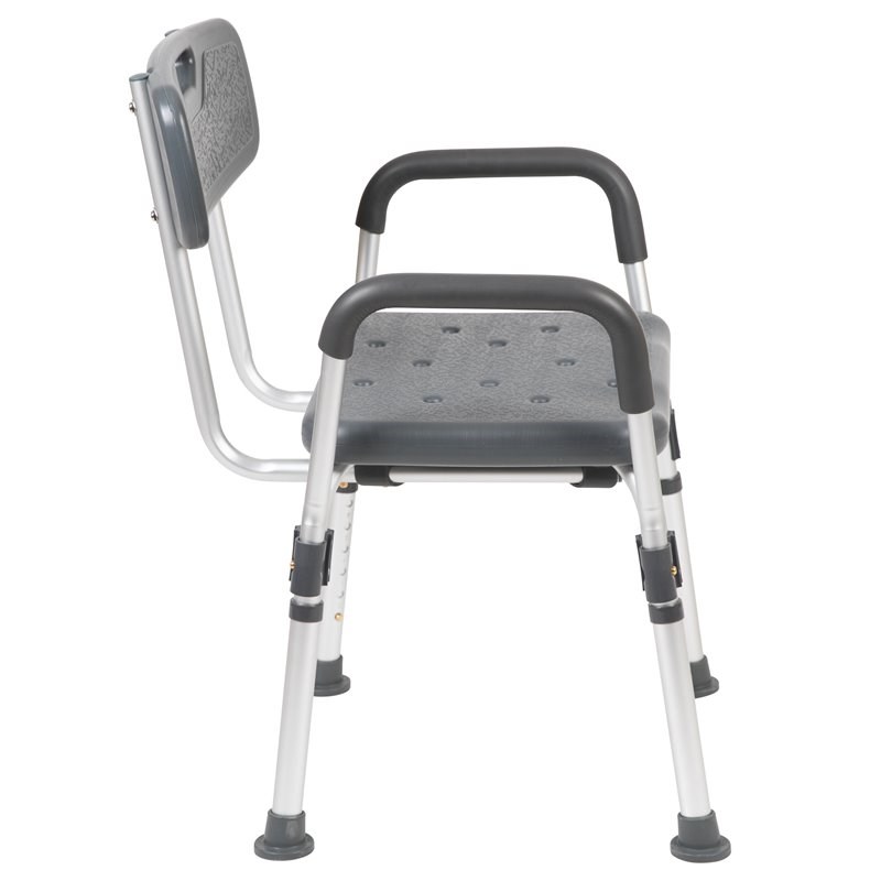 Flash Furniture Hercules Plastic Adjustable Bath Chair in Gray