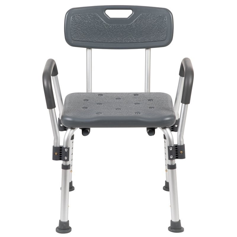 Flash Furniture Hercules Plastic Adjustable Bath Chair in Gray
