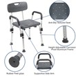 Flash Furniture Hercules Plastic Adjustable Bath Chair in Gray
