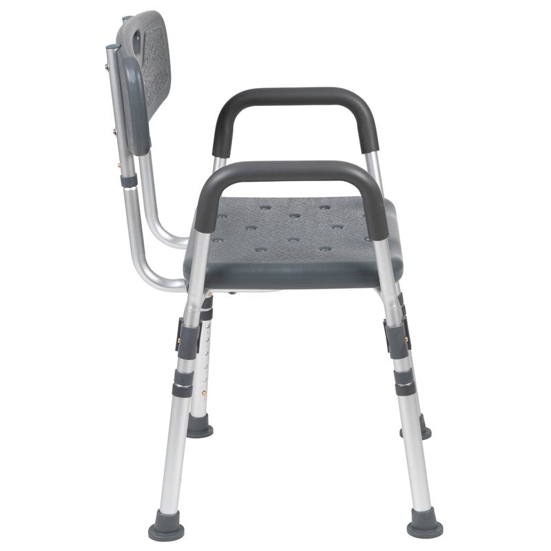 Flash Furniture Hercules Plastic Quick Release Bath Chair in Gray