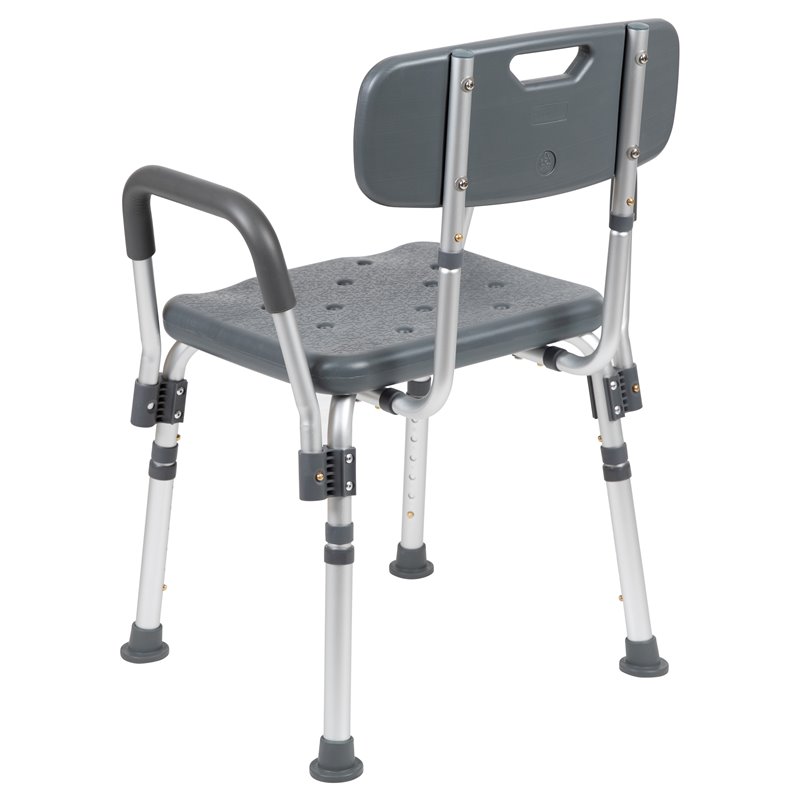 Flash Furniture Hercules Plastic Quick Release Bath Chair in Gray