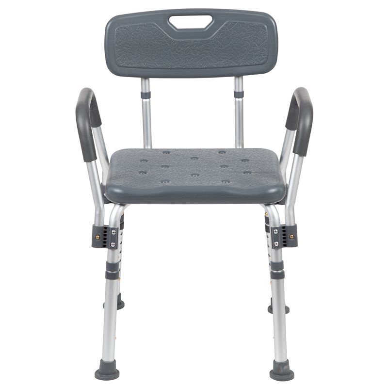Flash Furniture Hercules Plastic Quick Release Bath Chair in Gray