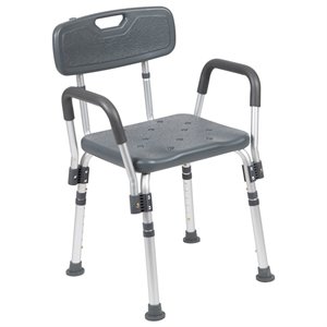 Flash Furniture Hercules Plastic Quick Release Bath Chair in Gray