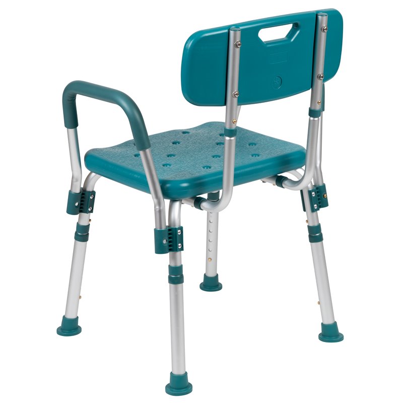 Flash Furniture Hercules Plastic Quick Release Bath Chair in Teal
