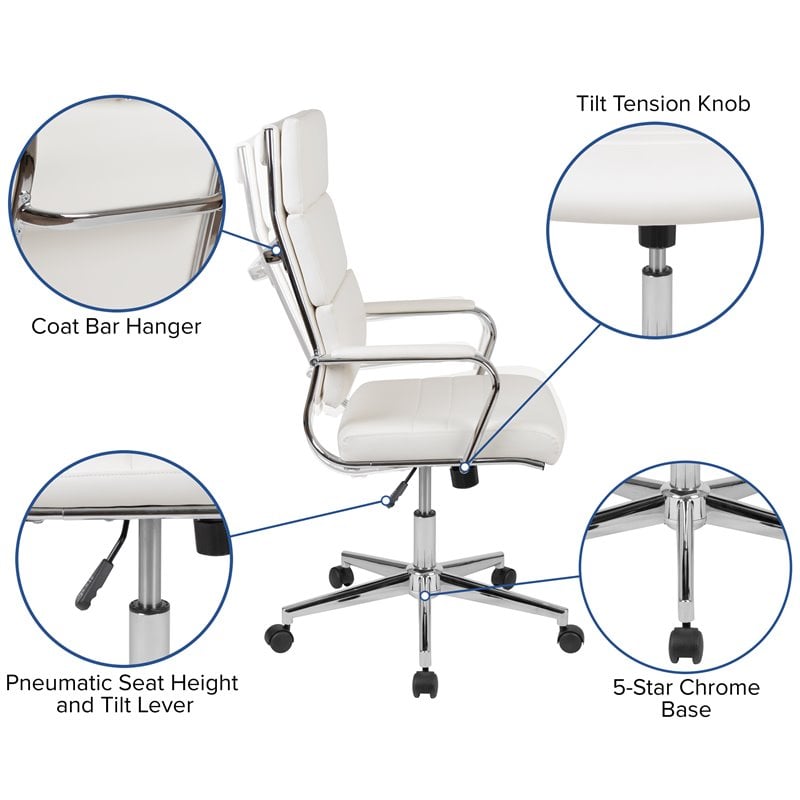 Flash Furniture Metal Leathersoft Ergonomic Office Chair in White