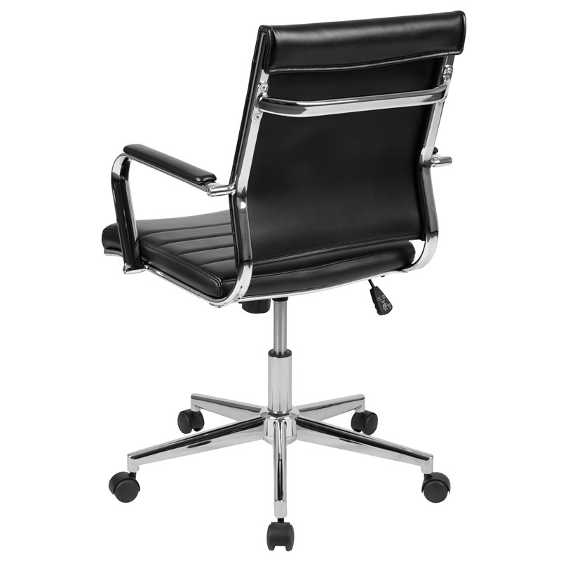 Flash Furniture Leathersoft Ribbed Back Office Chair in Black