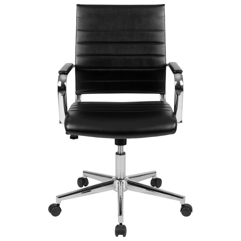 Flash Furniture Leathersoft Ribbed Back Office Chair in Black