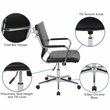 Flash Furniture Leathersoft Ribbed Back Office Chair in Black