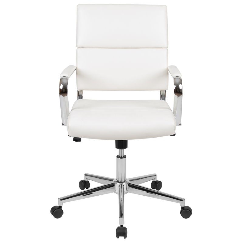 Flash Furniture Metal Leathersoft Swivel Office Chair in White