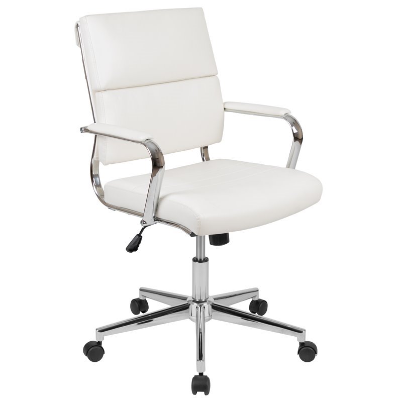 Flash Furniture Metal Leathersoft Swivel Office Chair in White