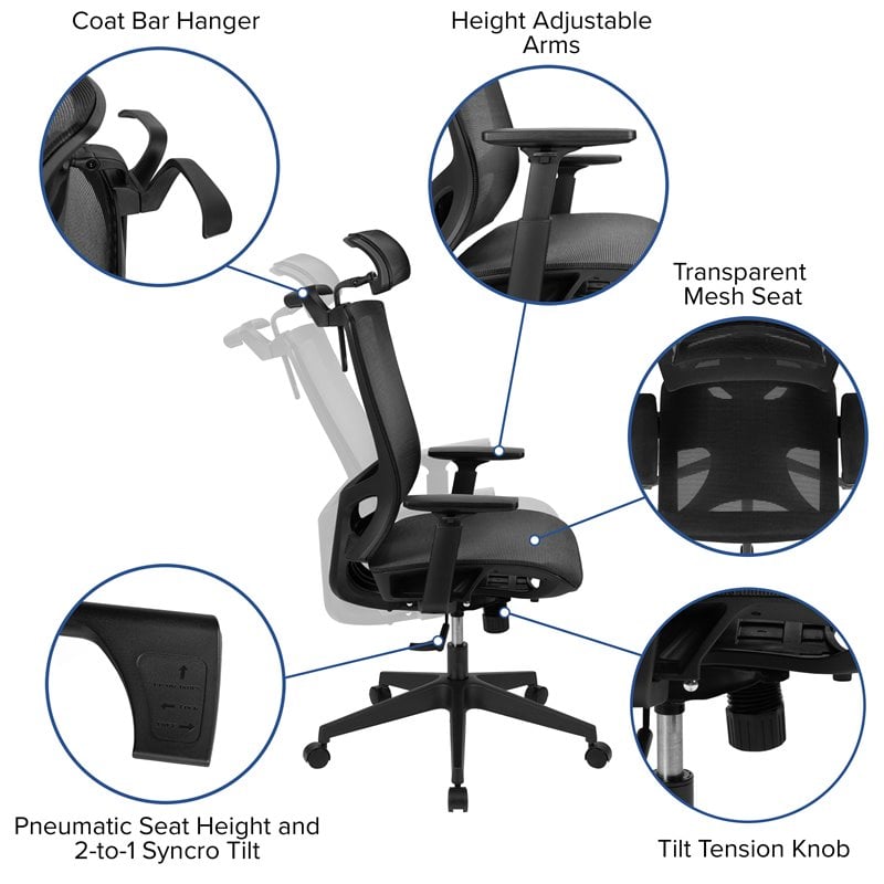 Flash Furniture Mesh Office Desk Chair in Black