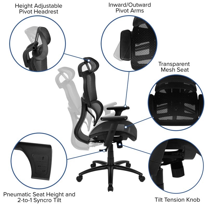 Flash Furniture Ergonomic Mesh Office Desk Chair in Black