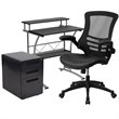 Flash Furniture 3 Piece Work from Home Office Desk Set in Black
