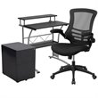 Flash Furniture 3 Piece Work from Home Office Desk Set in Black