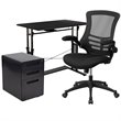 Flash Furniture 3 Piece Work from Home Office Desk Set in Black