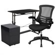 Flash Furniture 3 Piece Work from Home Office Desk Set in Black
