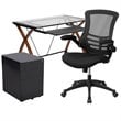 Flash Furniture 3 Piece Work from Home Office Desk Set in Black