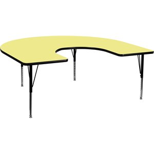 Flash Furniture 26&quot x 66&quot Horseshoe Thermal Fused Top Activity Table in Yellow