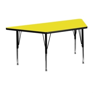 Flash Furniture 26&quot x 46&quot Trapezoid High Pressure Top Activity Table in Yellow