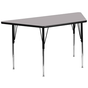 Flash Furniture 31&quot x 58&quot Trapezoid Thermal Fused Top Activity Table in Gray
