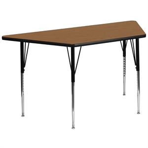 Flash Furniture 31&quot x 58&quot Trapezoid Thermal Fused Top Activity Table in Oak
