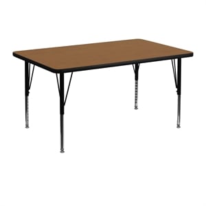 Flash Furniture 26&quot x 48&quot x 30&quot Thermal Fused Laminate Top Activity Table in Oak