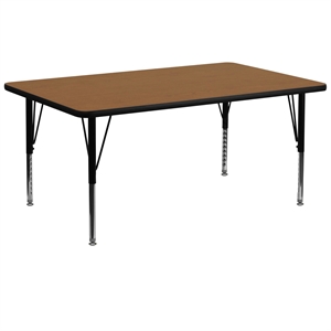 Flash Furniture 26&quot x 72&quot x 30&quot Thermal Fused Laminate Top Activity Table in Oak