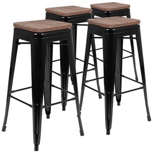 Flash Furniture 30&quot Stackable Metal Bar Stool in Black (Set of 4)