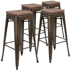 Flash Furniture 30&quot Stackable Metal Bar Stool in Gun Metal Gray (Set of 4)