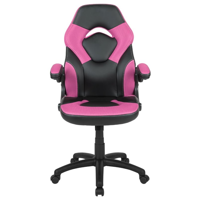 Flash Furniture X10 Adjustable Swivel Leathersoft Gaming Chair in Pink/Black