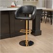 Flash Furniture Faux Leather Mid Back Adjustable Bar Stool in Black and Gold
