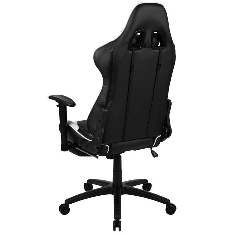 Flash Furniture Leather Racing Swivel Reclining Gaming Chair in Black and White