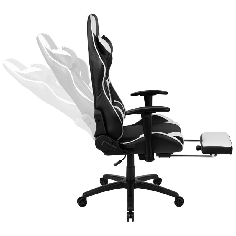 Flash Furniture Leather Racing Swivel Reclining Gaming Chair in Black