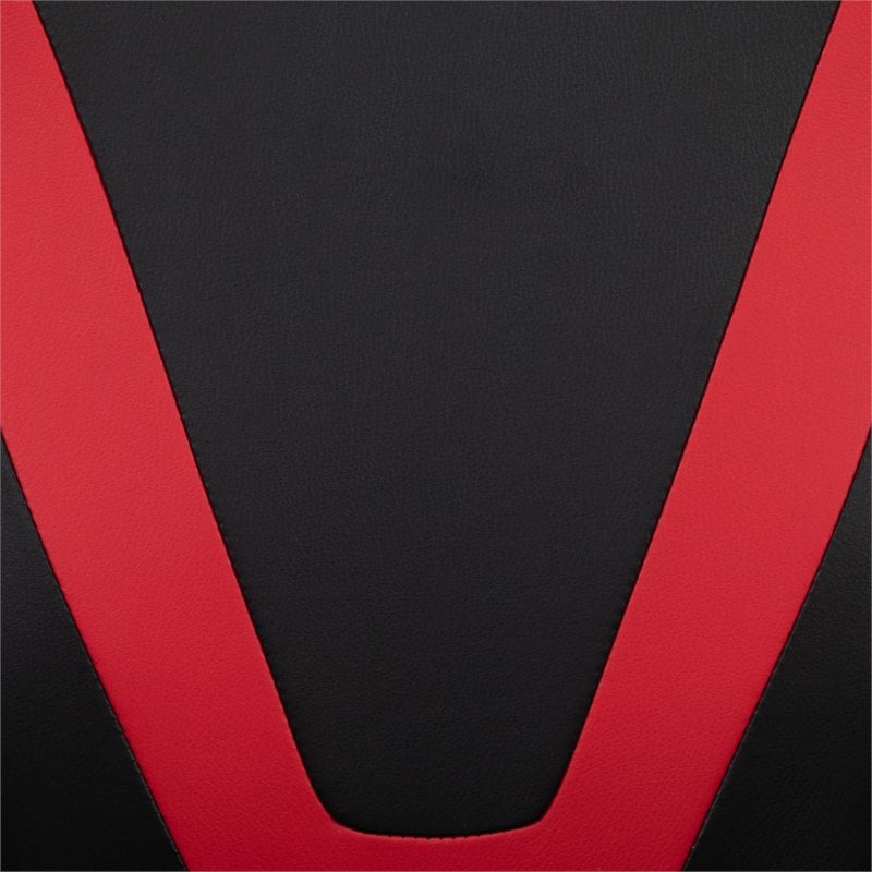 Flash Furniture Leather Racing Swivel Reclining Gaming Chair in Black and Red