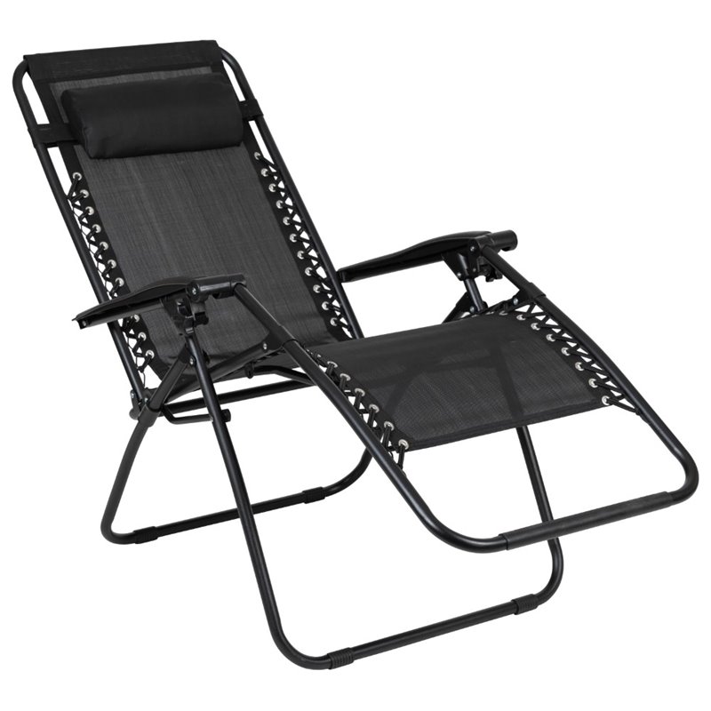 Flash Furniture Adjustable Mesh Zero Gravity Lounge Chair in Black (Set of 2)