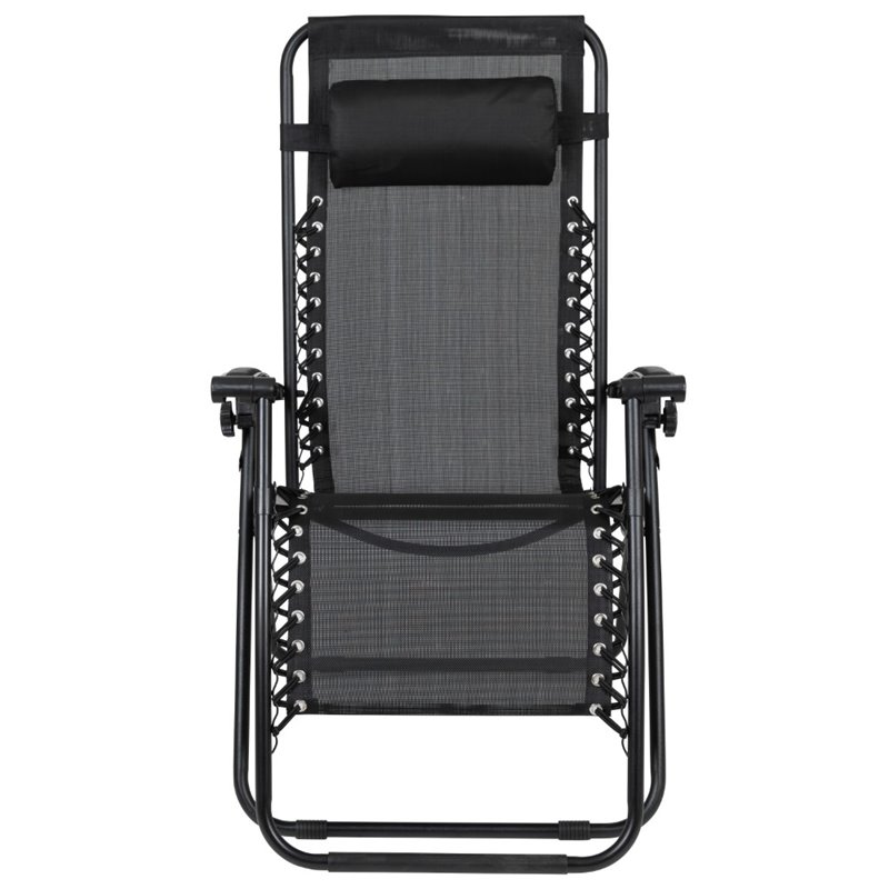 Flash Furniture Adjustable Mesh Zero Gravity Lounge Chair in Black (Set of 2)